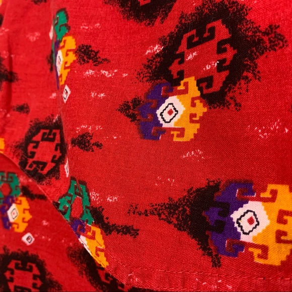 Vintage Western Aztec Red Printed Button Down - Picture 6 of 8